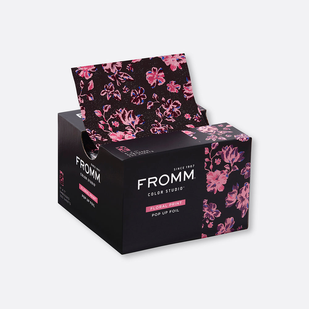 Box of FROMM Color Studio floral print pop-up foil on a light grey background