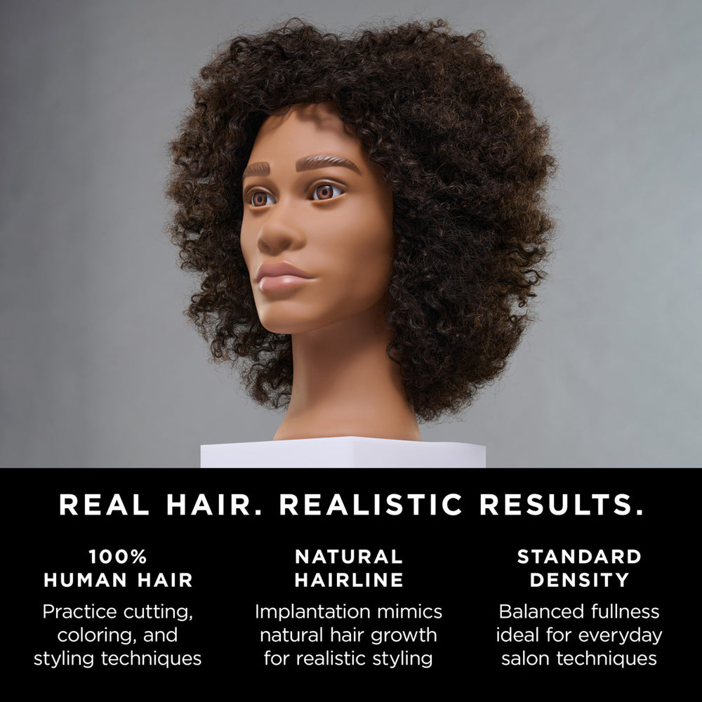 Theo 100% Textured Human Hair 16-18" Male Mannequin Head