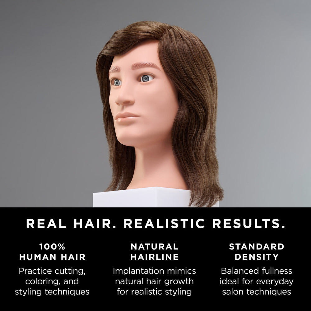 Aiden 100% Human Hair 16-18" Male Mannequin Head