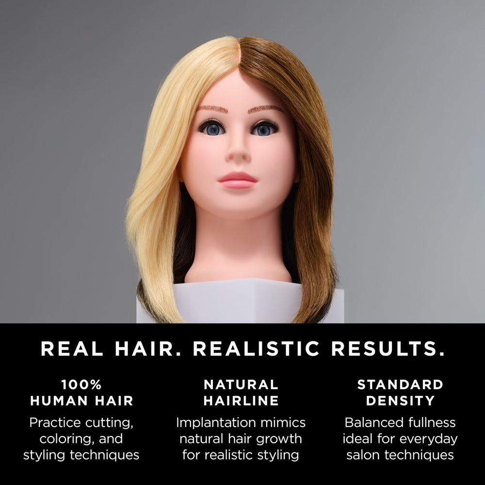 Hilary 100% Human Hair 17-19" Color Training Mannequin Head