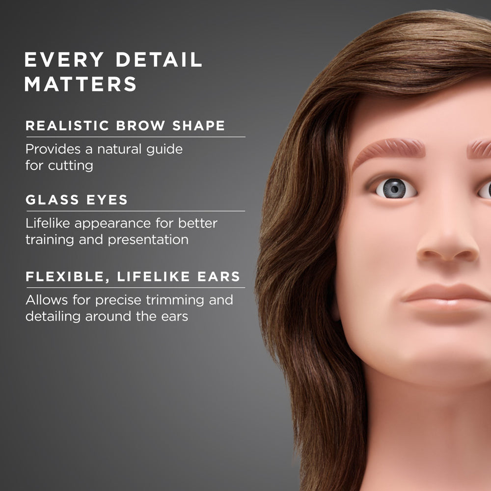 Aiden 100% Human Hair 16-18" Male Mannequin Head