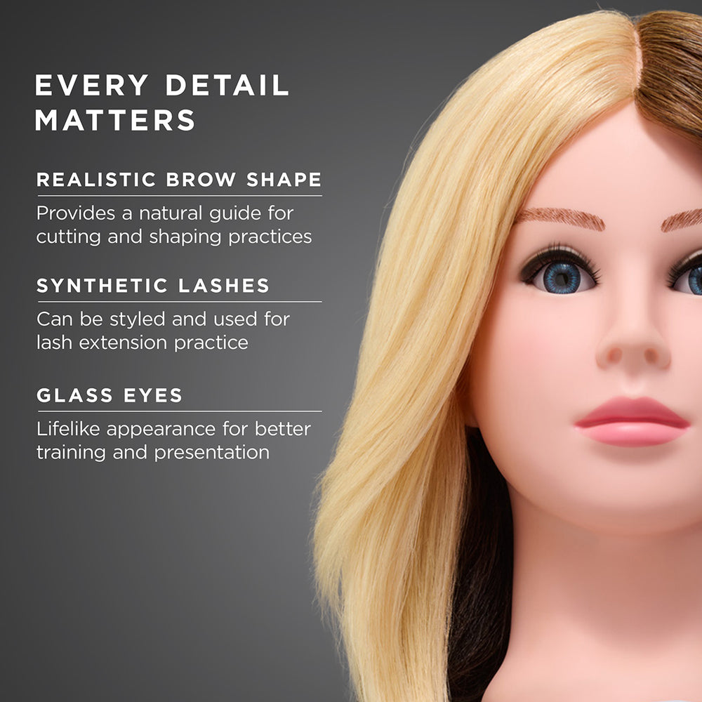 Hilary 100% Human Hair 17-19" Color Training Mannequin Head