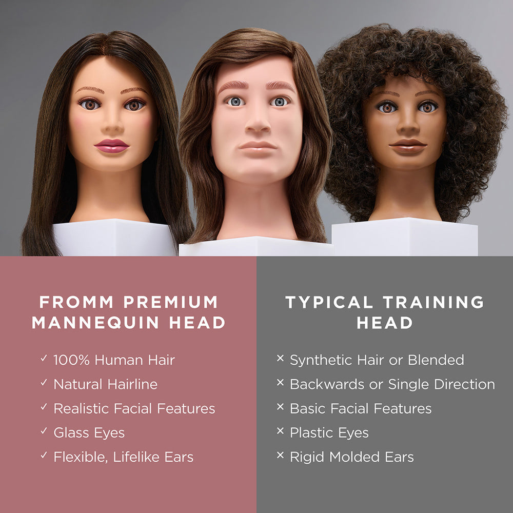 Aiden 100% Human Hair 16-18" Male Mannequin Head