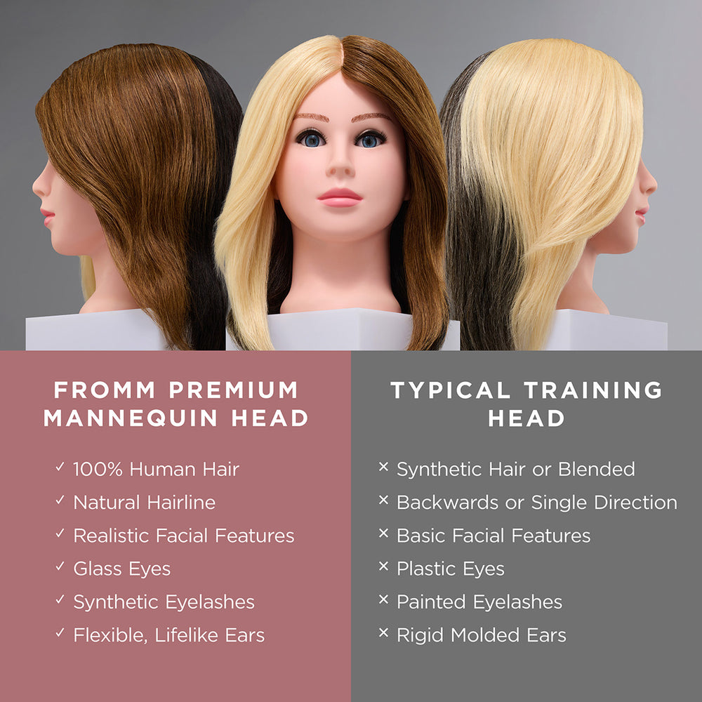 Hilary 100% Human Hair 17-19" Color Training Mannequin Head