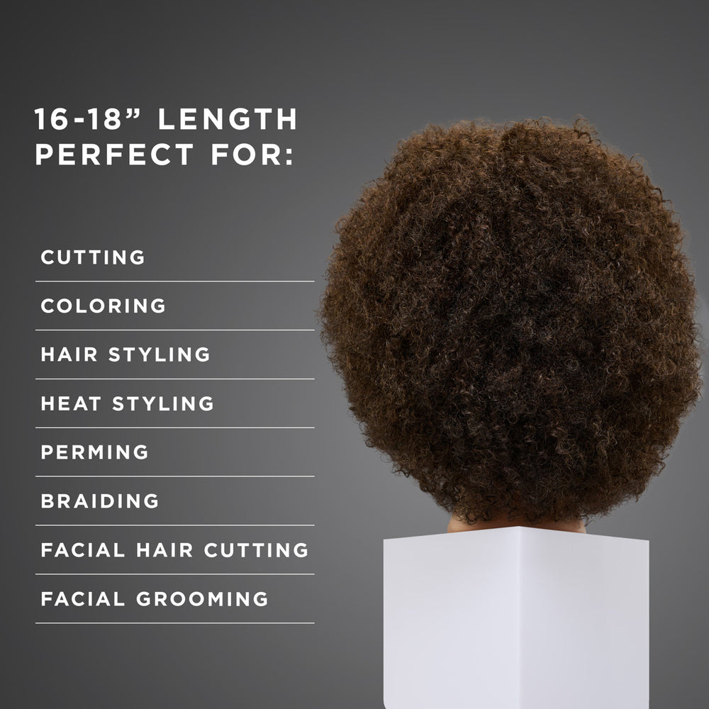 Theo 100% Textured Human Hair 16-18" Male Mannequin Head with Beard