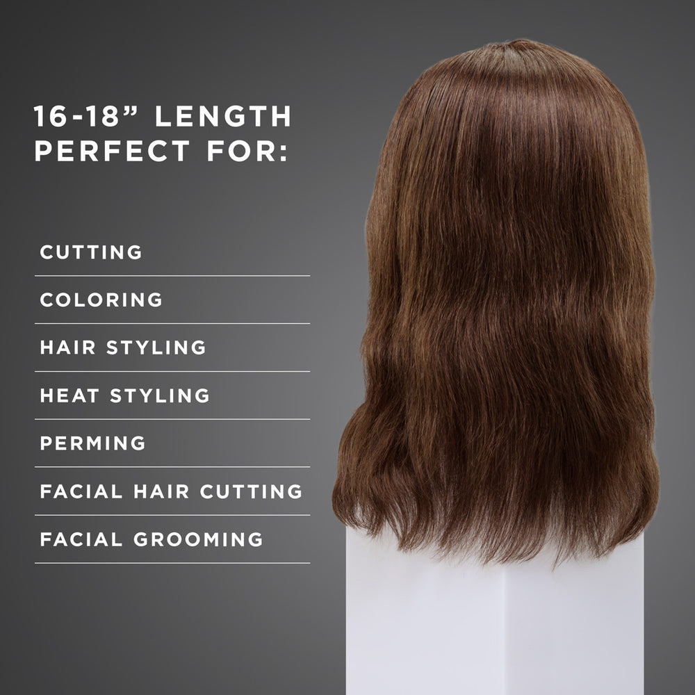 Aiden 100% Human Hair 16-18" Male Mannequin Head with Beard