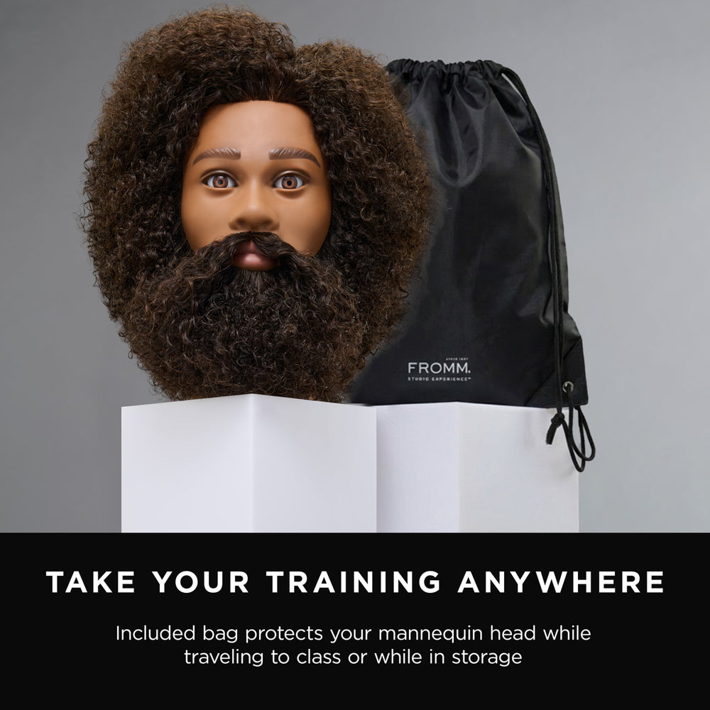 Theo 100% Textured Human Hair 16-18" Male Mannequin Head with Beard