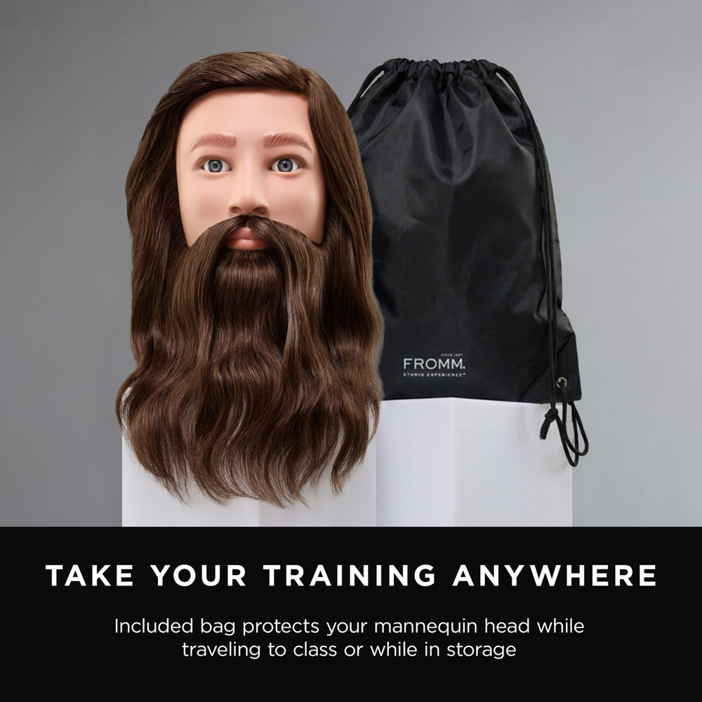 Aiden 100% Human Hair 16-18" Male Mannequin Head with Beard
