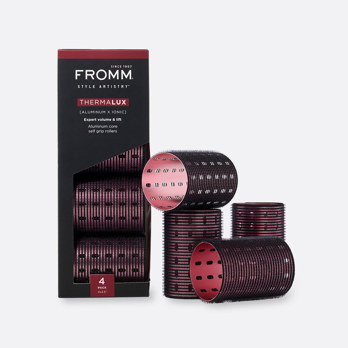 FROMM Thermalux Rollers 2.5” 4 Pack Packaging with rollers outside of packaging