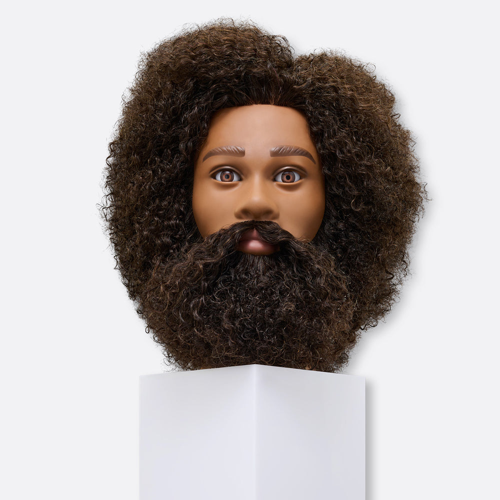 Theo 100% Textured Human Hair 16-18" Male Mannequin Head with Beard