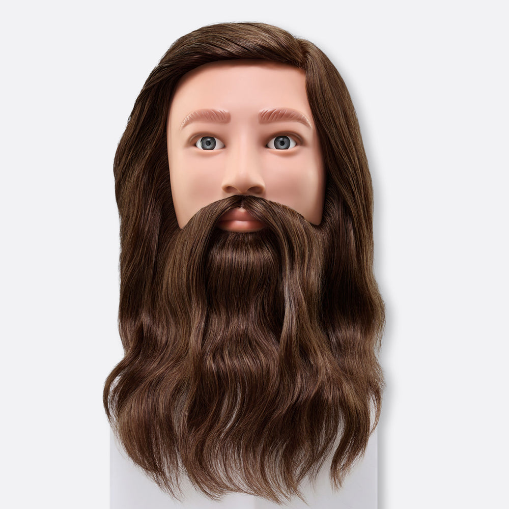 Aiden 100% Human Hair 16-18" Male Mannequin Head with Beard