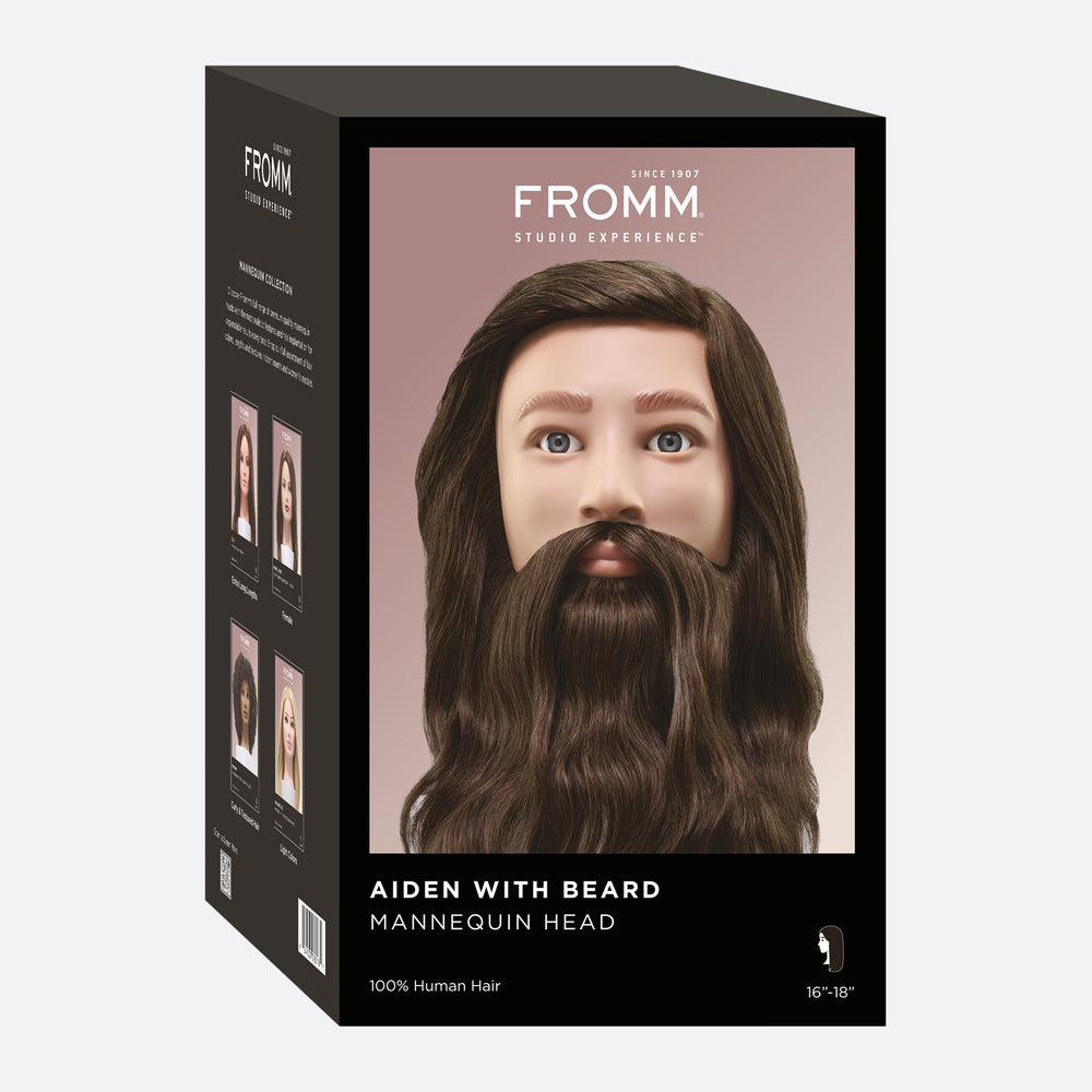 Aiden 100% Human Hair 16-18" Male Mannequin Head with Beard