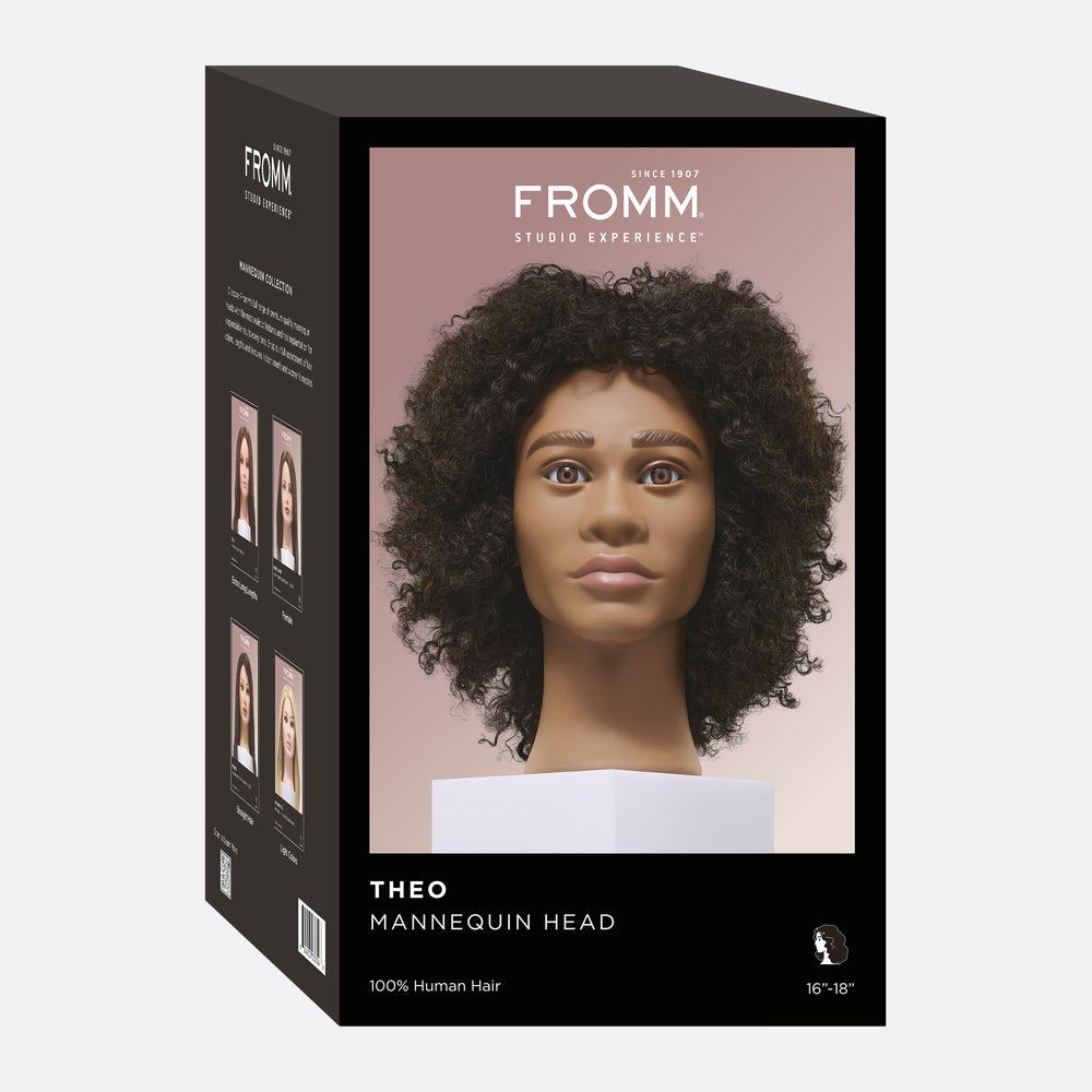 Theo 100% Textured Human Hair 16-18" Male Mannequin Head