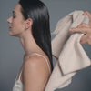 fromm softees plush beach proof towel soaking up models wet hair