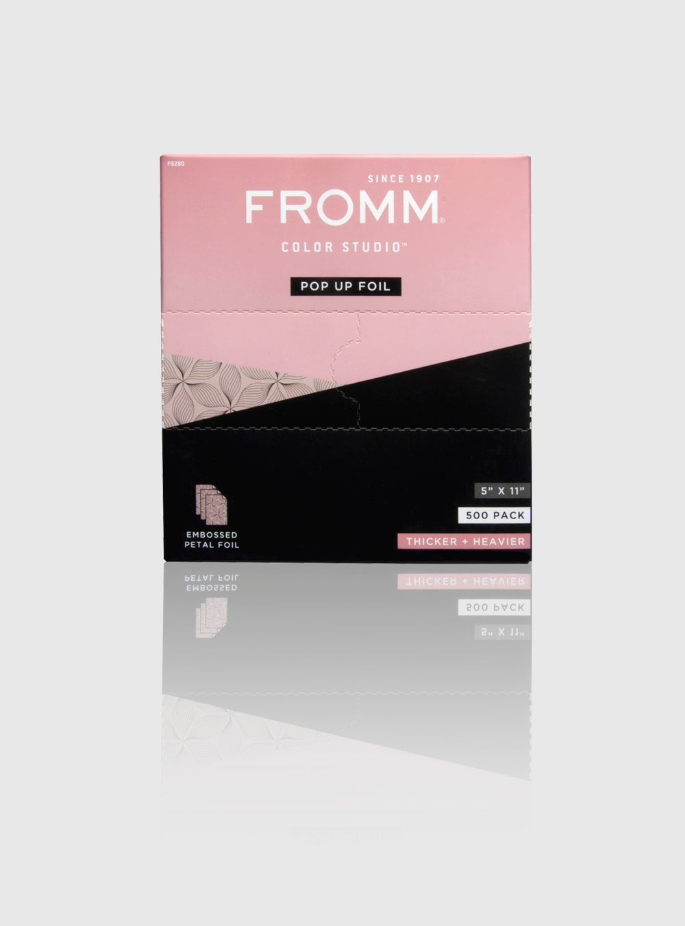 Fromm Color Studio Medium Weight Pop Up Hair Foil in Pink Petals Pattern,  5 x 11 Embossed Aluminum Foil Sheets, Hair Foils for Highlighting and